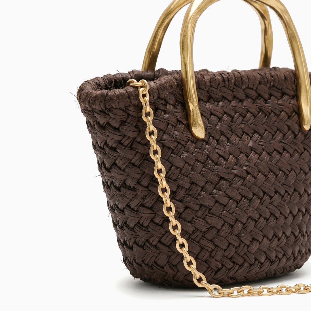 Cora Woven Straw Chain Bag