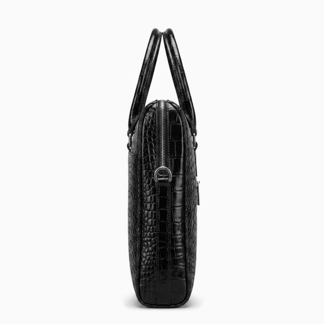 Croc-Embossed Leather Briefcase