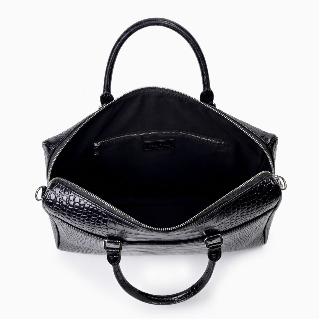 Croc-Embossed Leather Briefcase