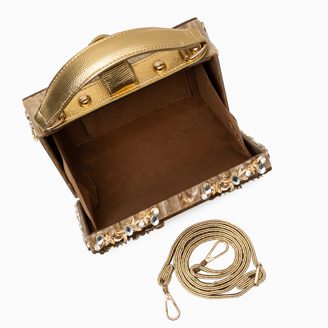 Acryl-Box-Handtasche - Gold