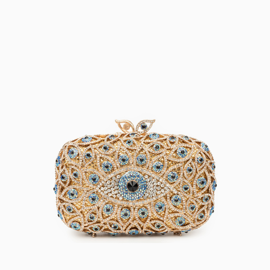 Crystal Evil Eye Clutch Tasche - Gold