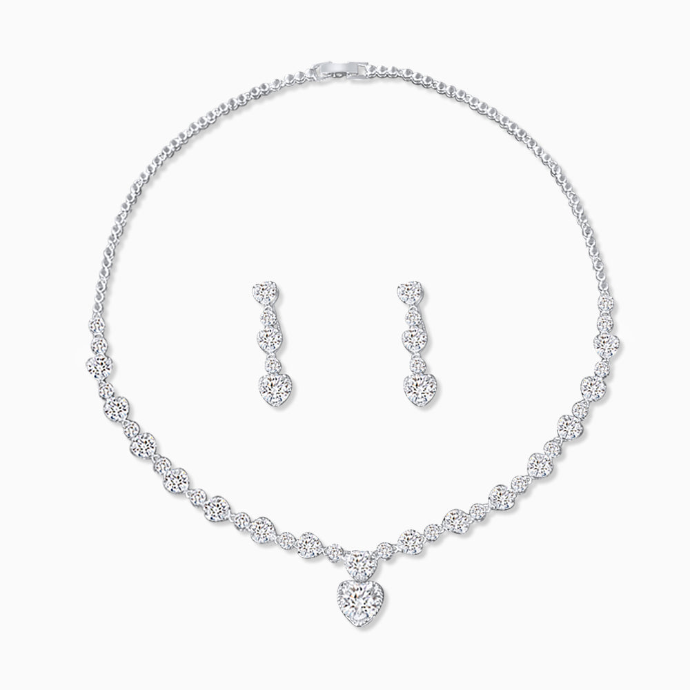 Glitzerndes Edelstein-Herz-Schmuckset
