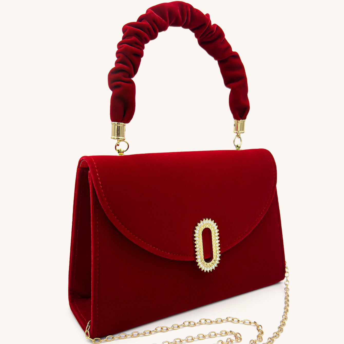 Priscilla Rote Samt-Handtasche